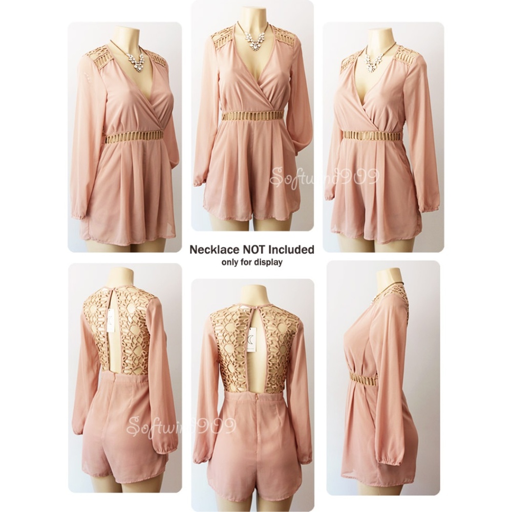 ❌sold out❌BOHO Crochet Open Back Surplice Romper - Picture 7 of 8